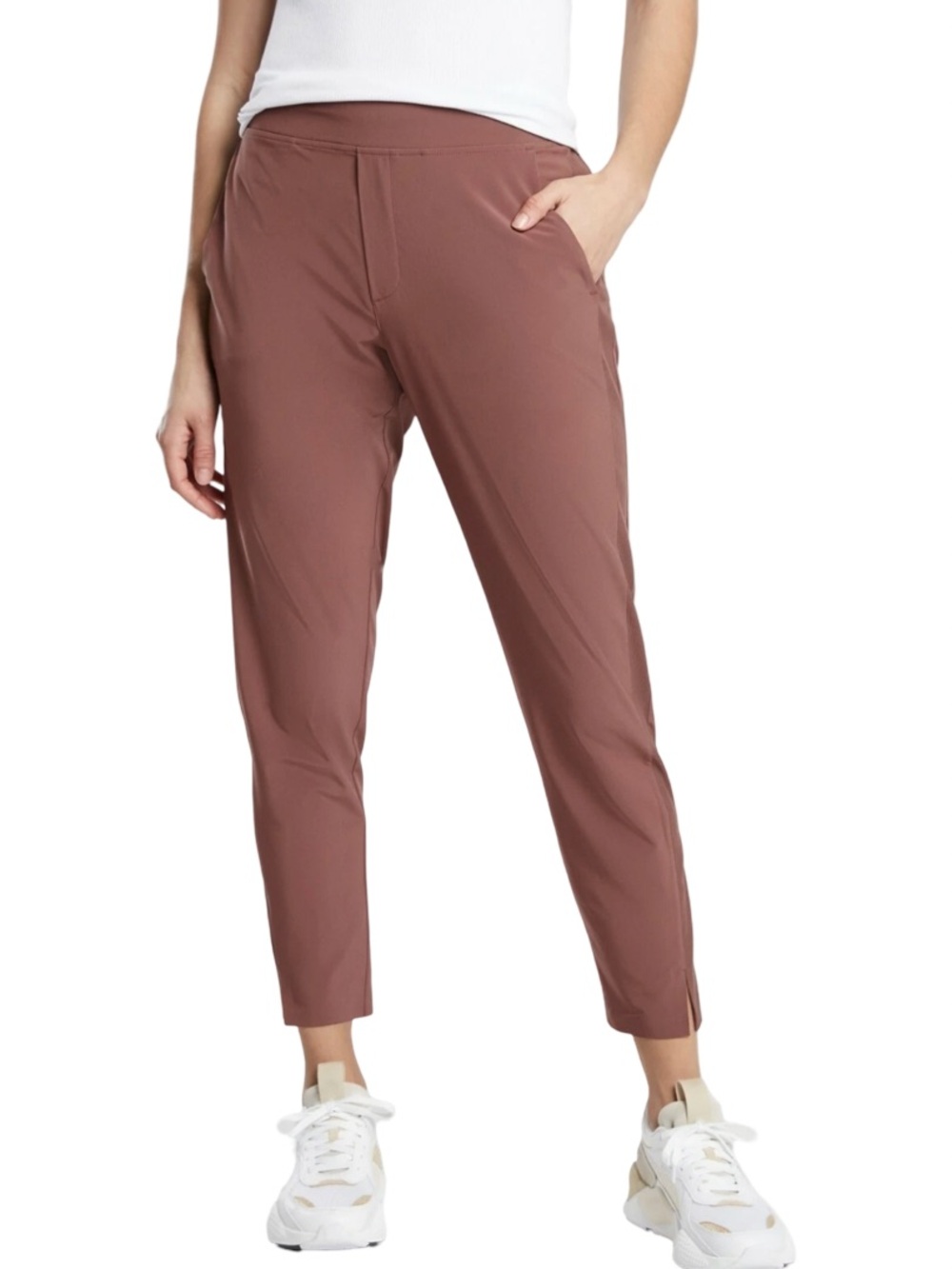 Athleta‎ Brooklyn Ankle Pant Taupe Womens 10 EUC Athleisure Travel Outdoors